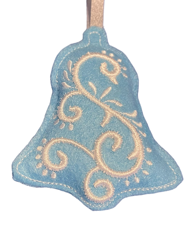 Blue Bell Christmas Handmade Felt Embroidered Decoration Hanging Ornament PicturePicture