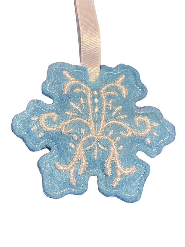 Blue Snowflake Christmas Handmade Felt Embroidered Decoration Hanging Ornament PicturePicture