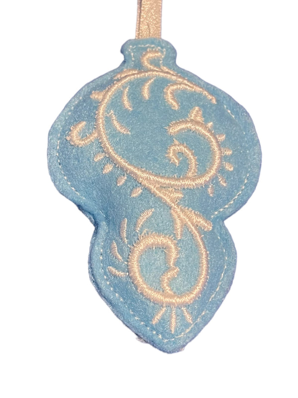 Blue Bauble Christmas Handmade Felt Embroidered Decoration Hanging Ornament PicturePicture
