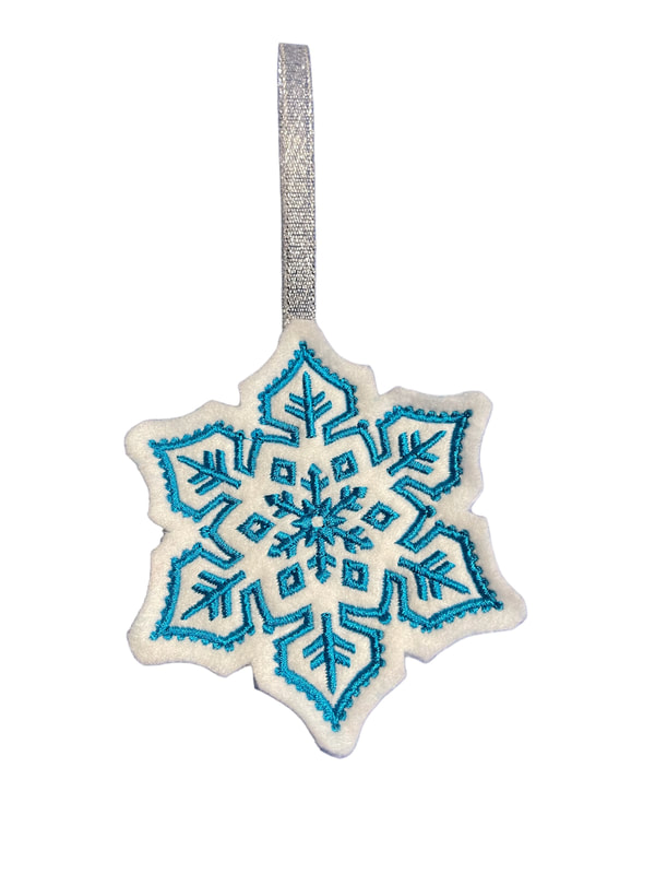 Blue Snowflake Christmas Handmade Felt Embroidered Decoration Hanging Ornament
