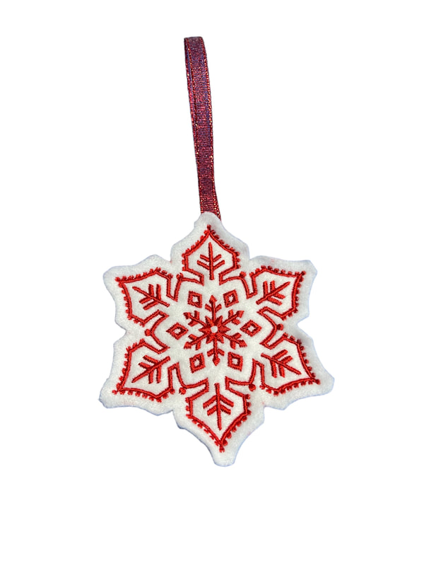 Red Snowflake Christmas Handmade Felt Embroidered Decoration Hanging Ornament