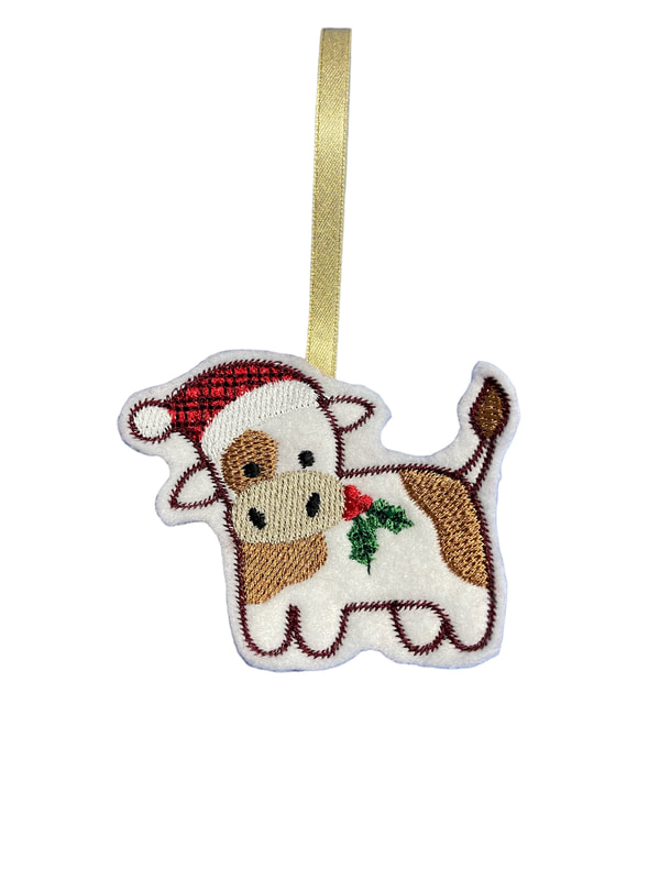 Cow Farm Christmas Handmade Felt Embroidered Decoration Hanging Ornament