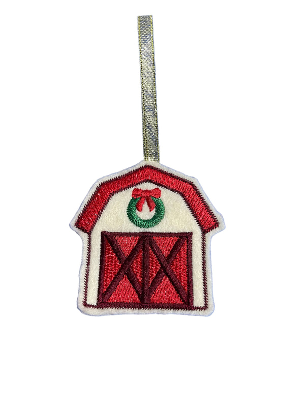 Farm Barn Christmas Handmade Felt Embroidered Decoration Hanging Ornament