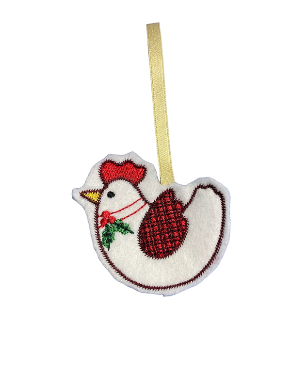 Chicken Farm Christmas Handmade Felt Embroidered Decoration Hanging Ornament