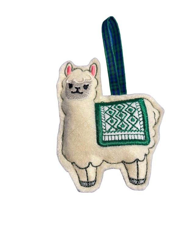 Llama Green Blanket Handmade Felt Embroidered Decoration Hanging Ornament