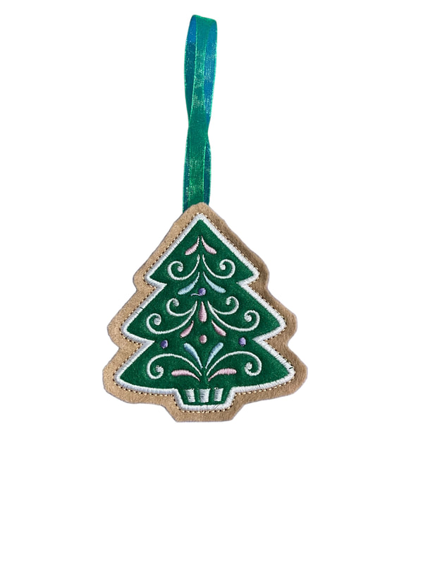 Cookie Christmas Tree Dark Green Handmade Felt Embroidered Decoration Hanging Ornament