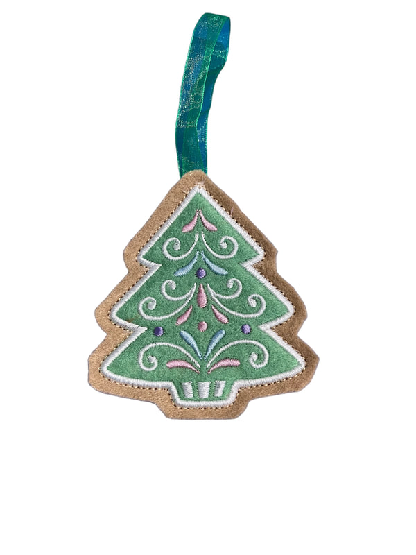 Cookie Christmas Tree Mint Green Handmade Felt Embroidered Decoration Hanging Ornament