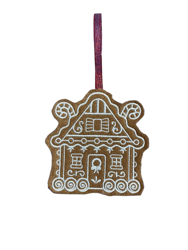 Christmas Gingerbread House Handmade Felt Embroidered Decoration Hanging Ornament