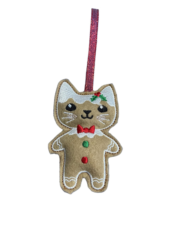 Christmas Biscuit Cat Handmade Felt Embroidered Decoration Hanging Ornament