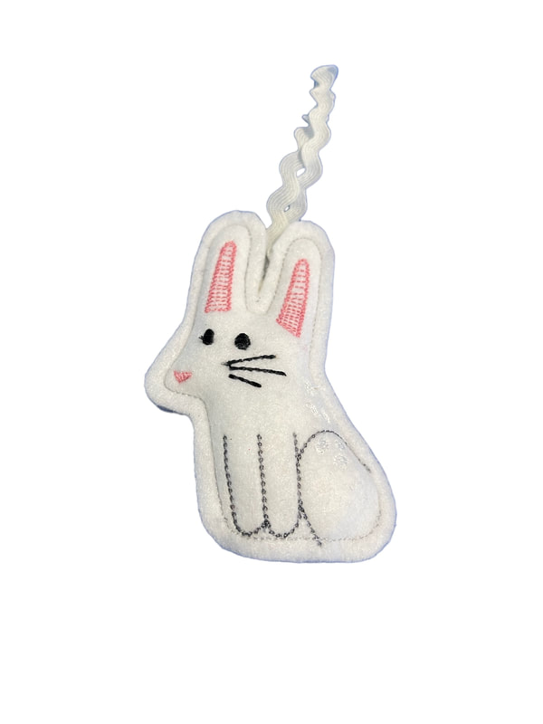 Easter Rabbit Bunny Handmade Felt Embroidered Decoration Hanging Ornament